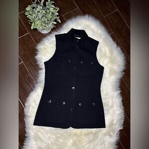Etcetera Black four pocket snap button  Sleeveless business vest Jacket  Sz 6